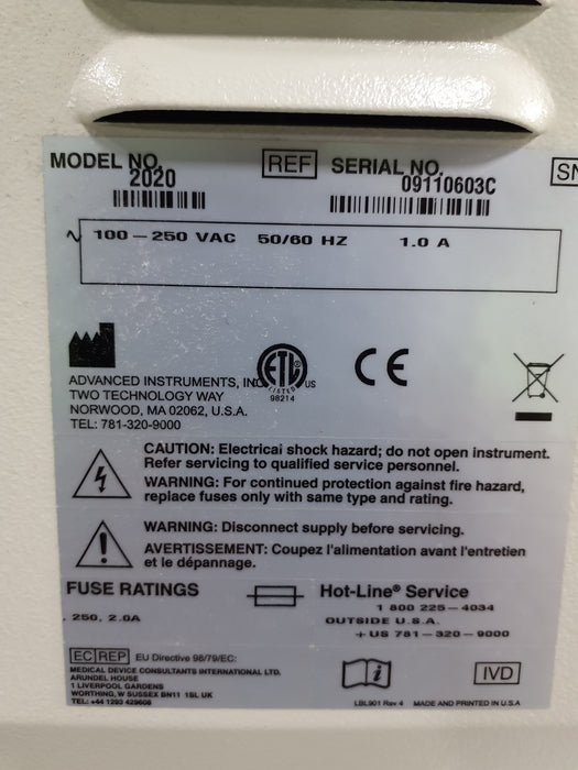 Advanced Instruments Advanced Instruments Model 2020 Osmometer Research Lab reLink Medical