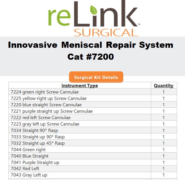 Innovasive Devices 7200 Meniscal Repair System