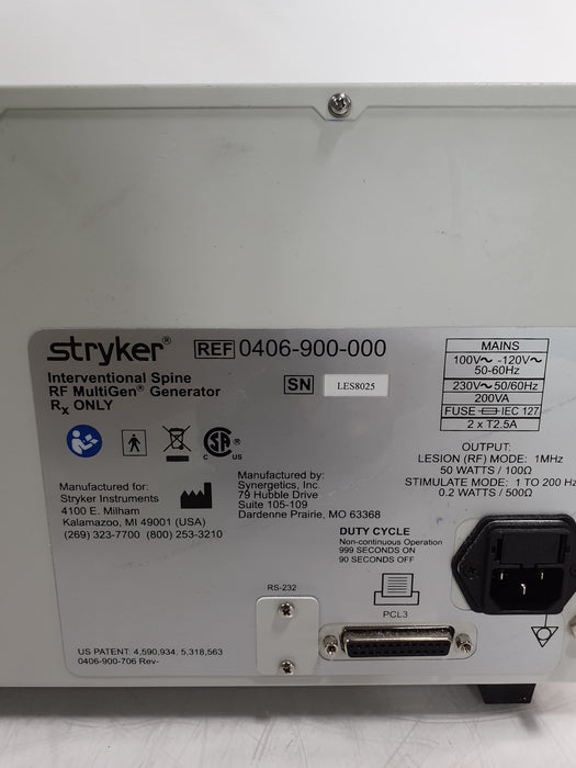 Stryker RF Multigen 0406-900-000 Radiofrequency Generator