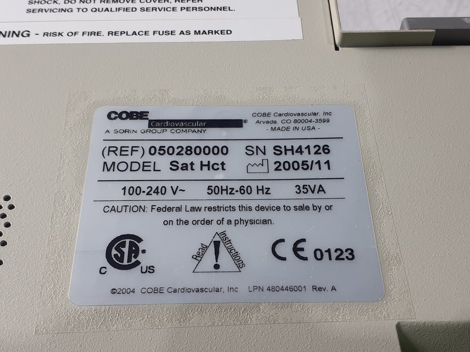 Sorin Group USA, Inc. COBE SAT/HCT Monitor Display