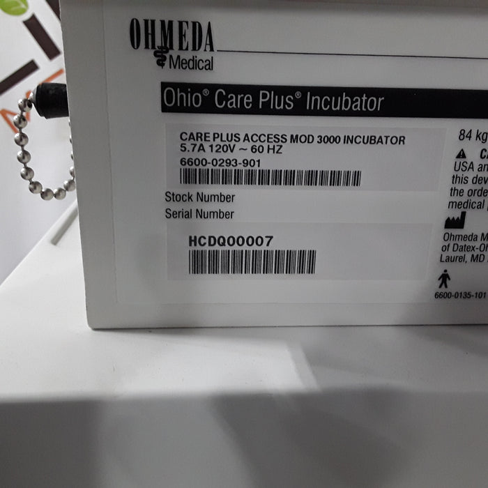 Ohmeda Medical Ohio Care Plus Model 3000 Incubator