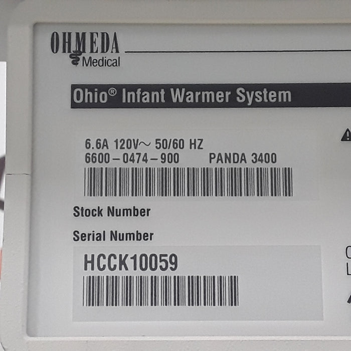 Ohmeda Medical Ohio Model 3400 Infant Warmer