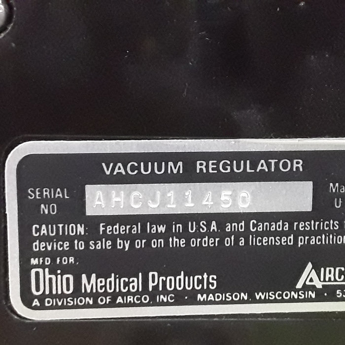 Ohio Medical Corporation Vacuum Regulator