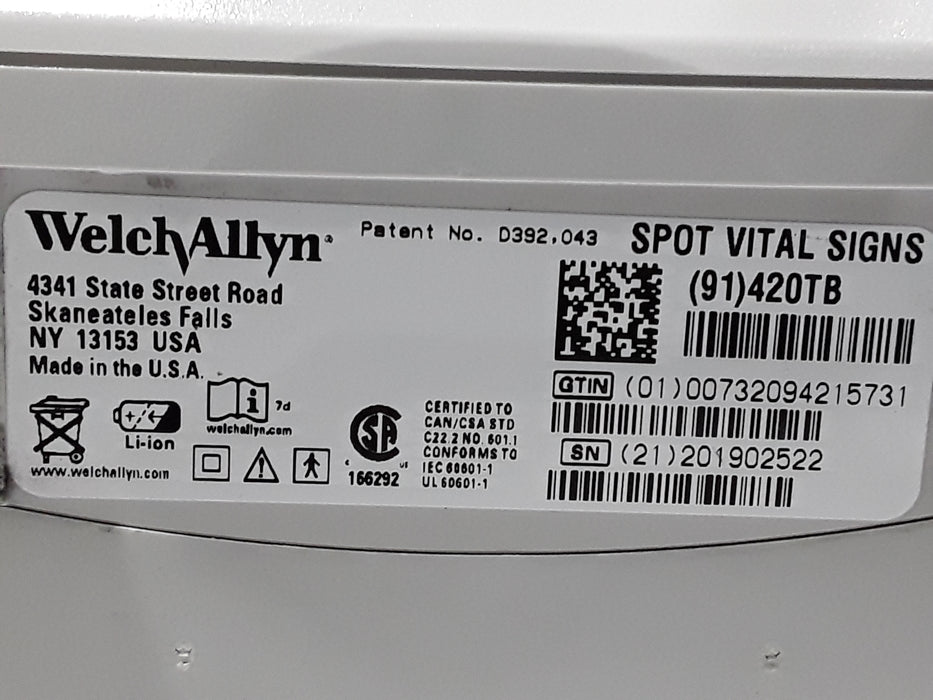 Welch Allyn Spot 420 - NIBP, Temp Vital Signs Monitor