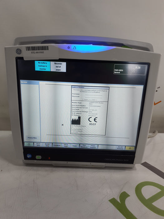 GE Healthcare Carescape B450 Patient Monitor