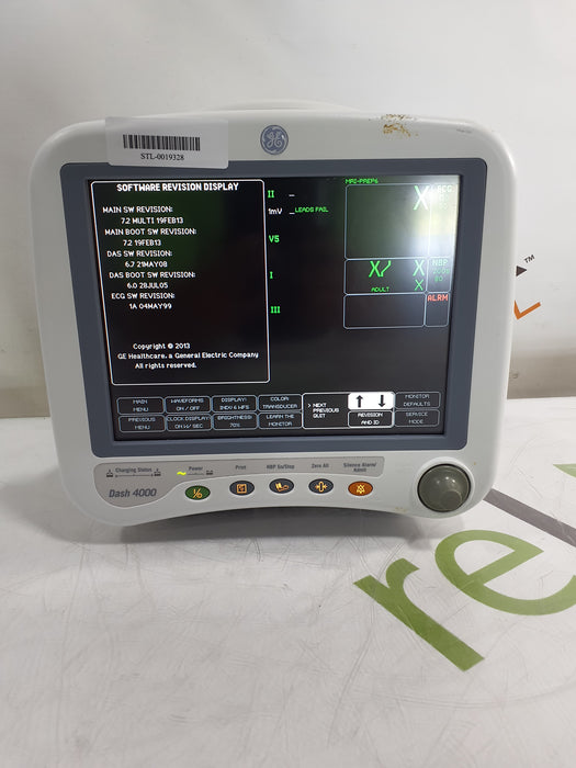 GE Healthcare Dash 4000 - Masimo SpO2 Patient Monitor