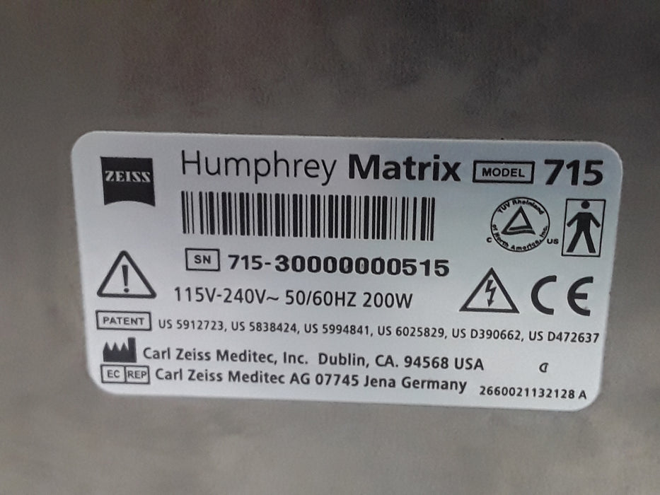 Carl Zeiss Humphrey Matrix 715 Visual Field Analyzer