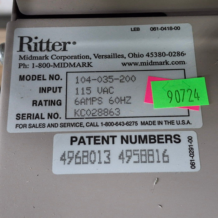 Ritter 104 Exam Table