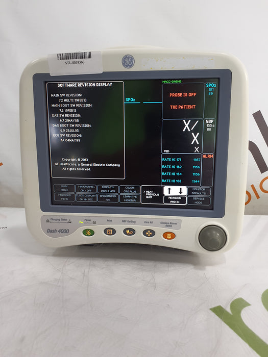 GE Healthcare Dash 4000 - Masimo SpO2 Patient Monitor