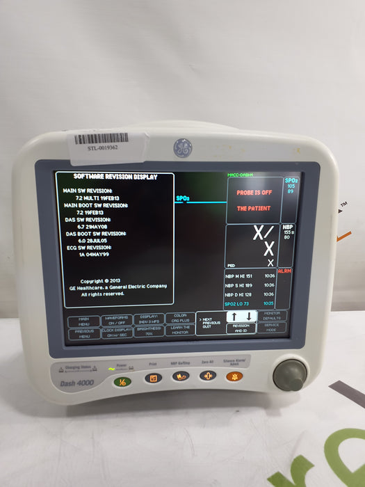 GE Healthcare Dash 4000 - Masimo SpO2 Patient Monitor