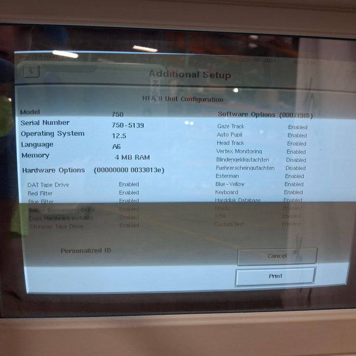 Carl Zeiss 750 Humphrey Field Analyzer