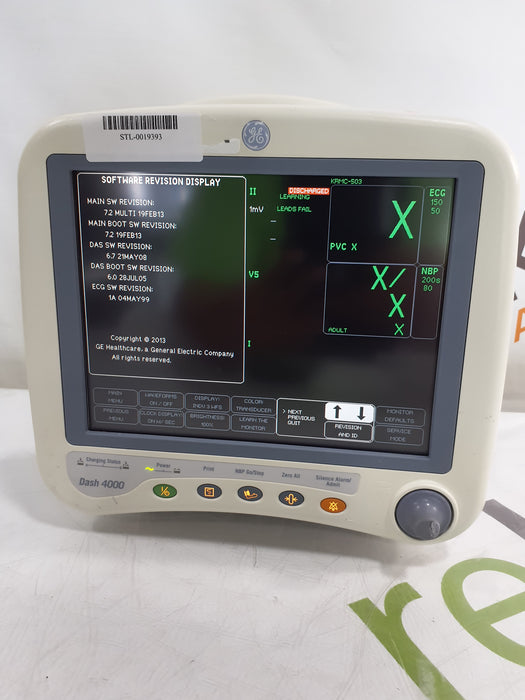 GE Healthcare Dash 4000 - GE/Nellcor SpO2 Patient Monitor