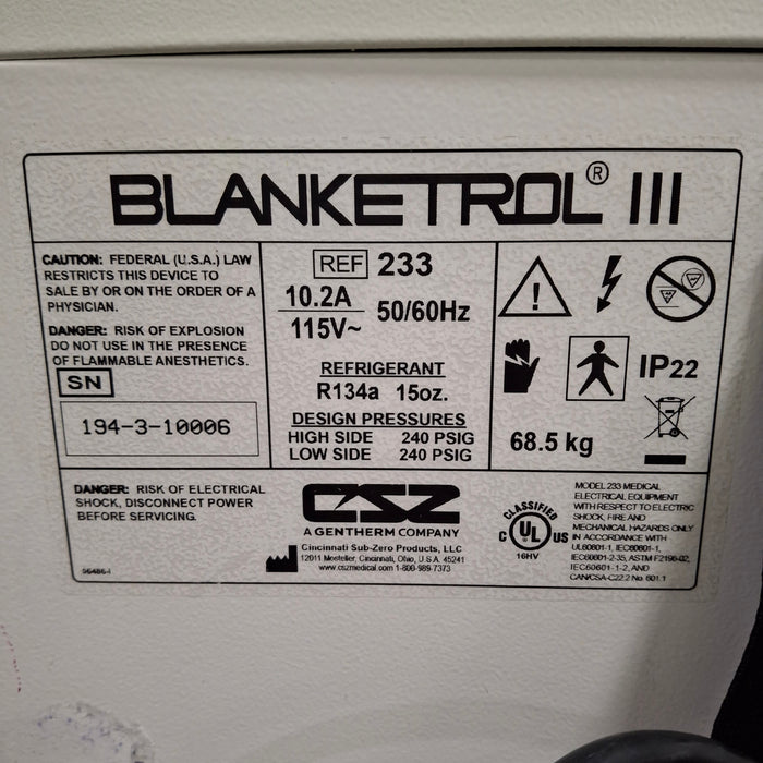 Cincinnati Sub-Zero CSZ Blanketrol III Hypothermia Unit