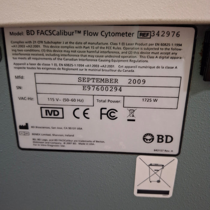 Becton Dickinson FACSCalibur Flow Cytometer Cell Analysis