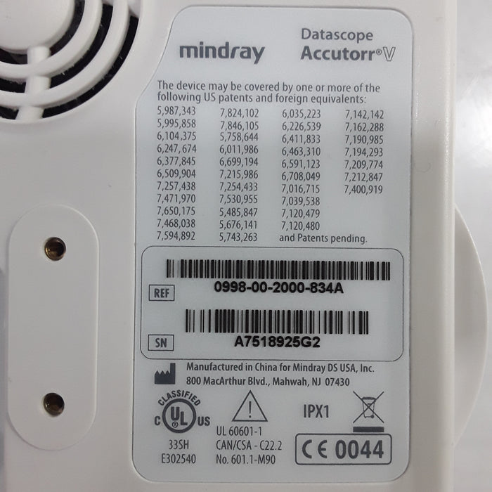 Mindray Datascope Accutorr V Vital Signs Monitor