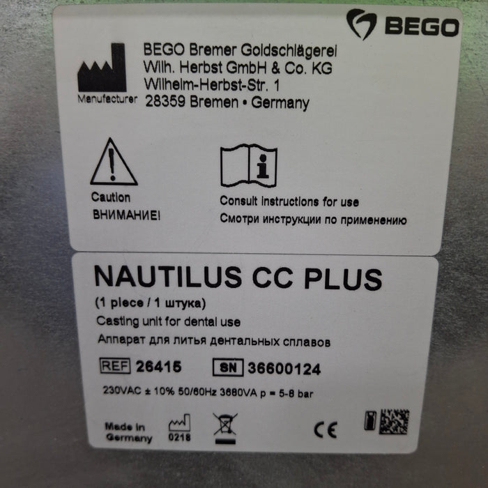 Bego Nautilus CC Plus Dental Induction Casting Machine