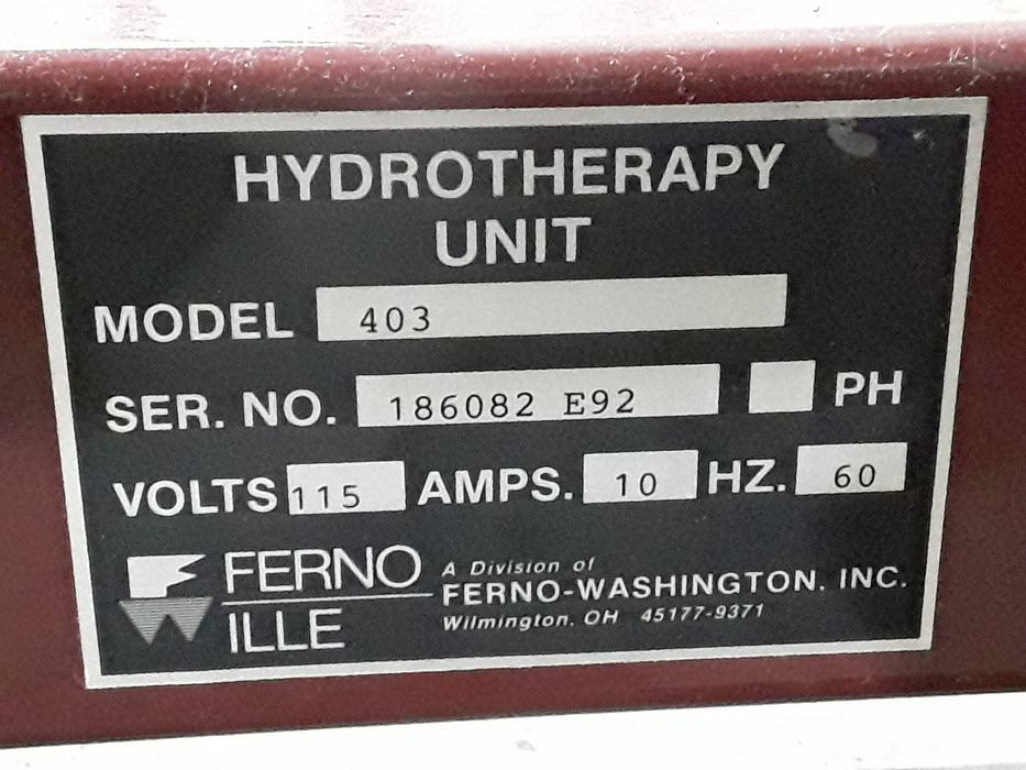 Ferno-Washington, Inc. Model 403 Hydrotherapy Unit