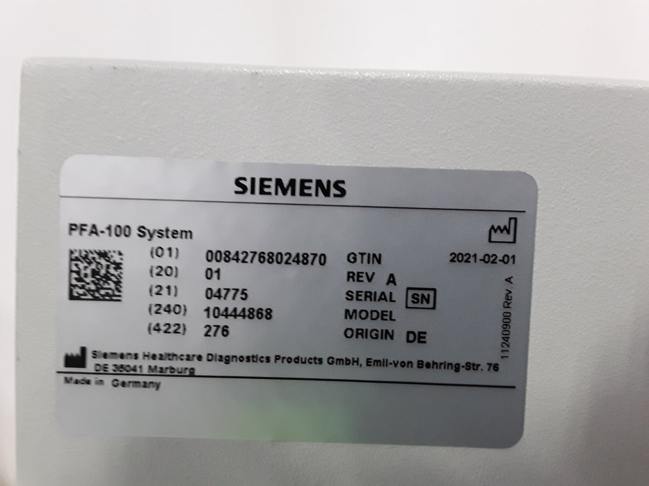 Siemens PFA 100 Platelet Function Analyzer