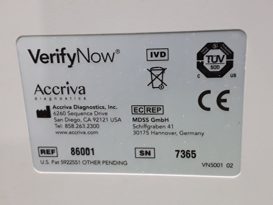 Accu Metrics VerifyNow 86001 Rapid Platelet Analyzer