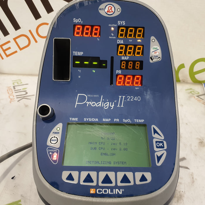 Colin Medical Instruments Prodigy II 2240 Vital Signs Monitor