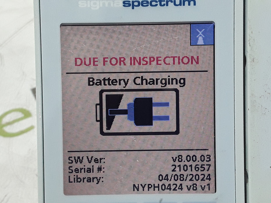 Baxter Sigma Spectrum 8.00.03 w/ A/B/G/N Battery Infusion Pump