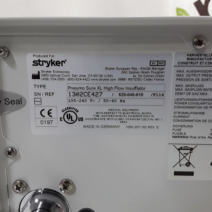 Stryker 620-040-610 Pneumo Sure XL High Flow Insufflator