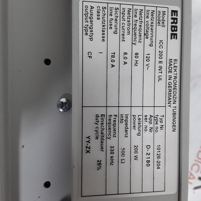 Erbe ICC 200 Electrosurgical Unit