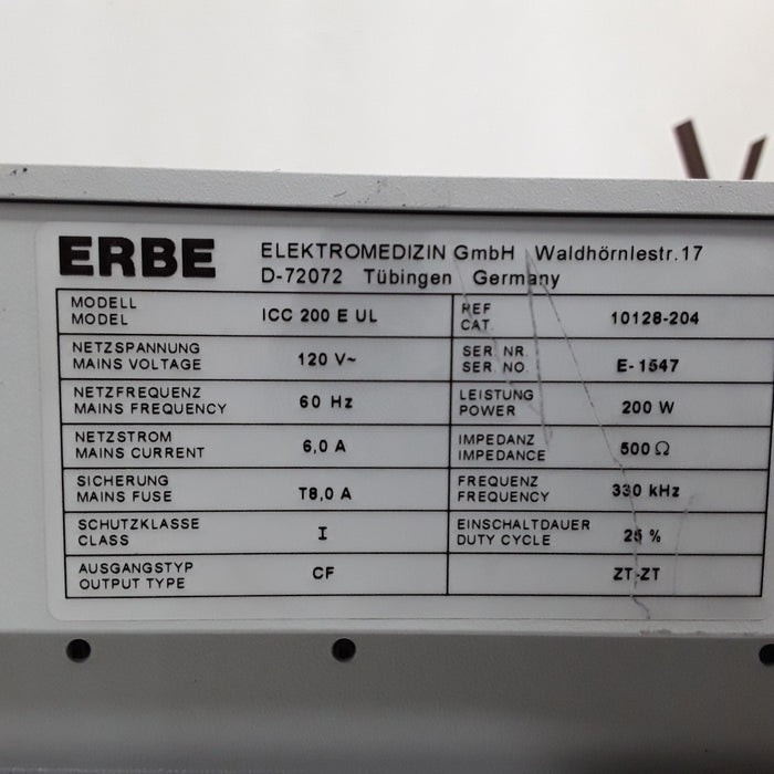 Erbe ICC 200 Electrosurgical Unit