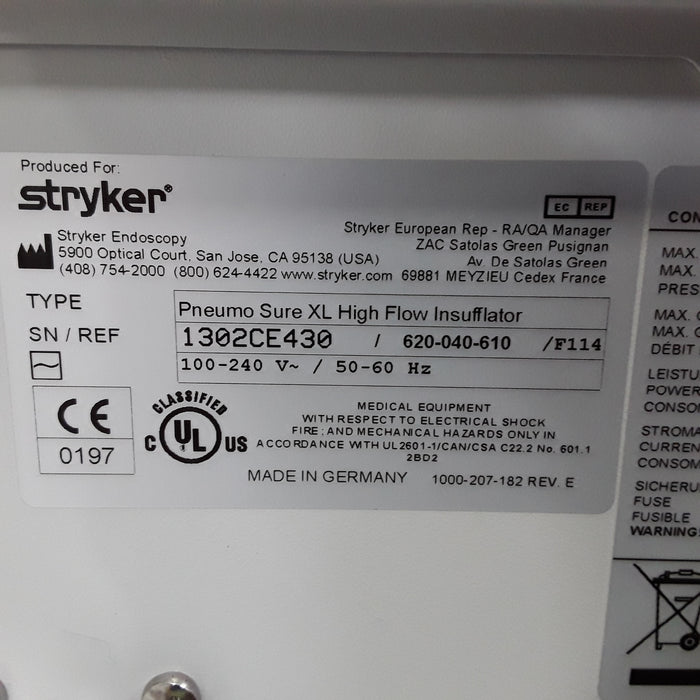 Stryker 620-040-610 Pneumo Sure XL High Flow Insufflator