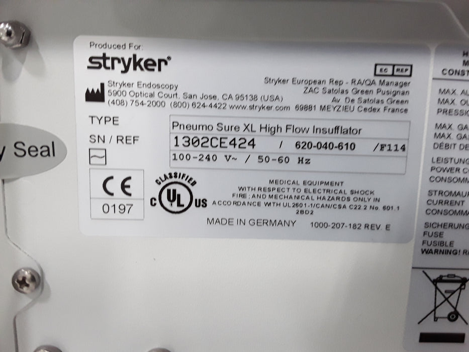 Stryker 620-040-610 Pneumo Sure XL High Flow Insufflator