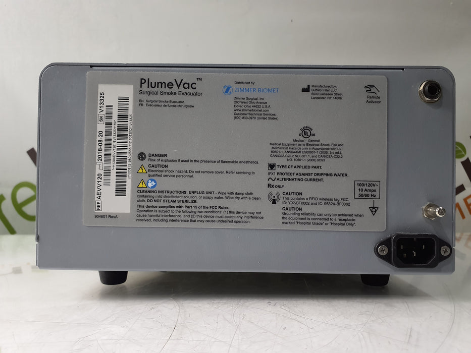 Zimmer PlumeVac AEVV120 Surgical Smoke Evacuator