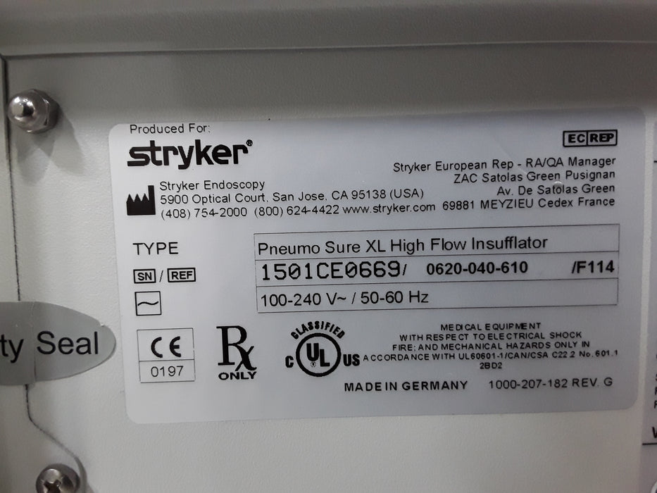 Stryker 620-040-610 Pneumo Sure XL High Flow Insufflator