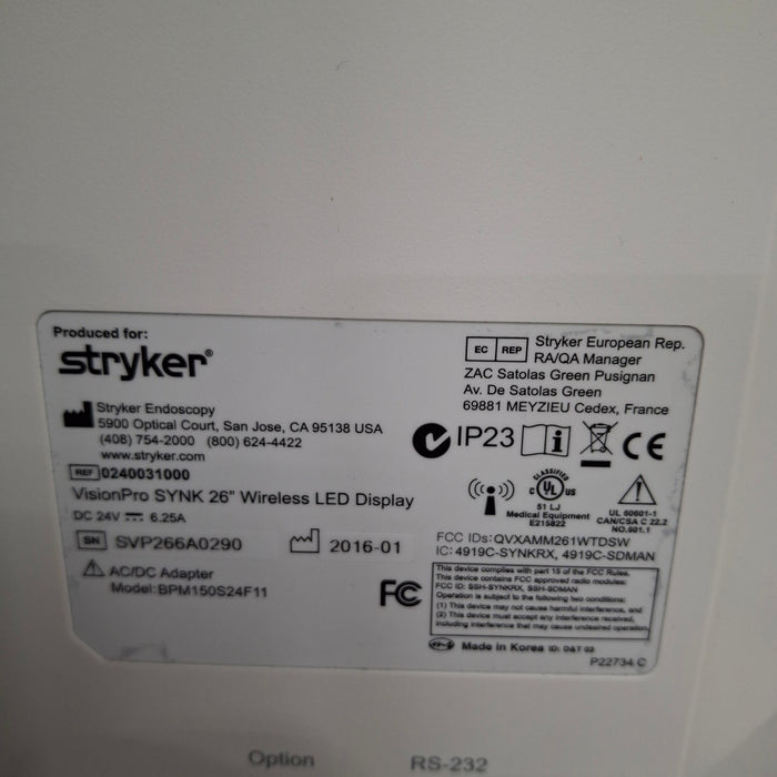 Stryker VisionPro SYNK 26 Wireless LED Display