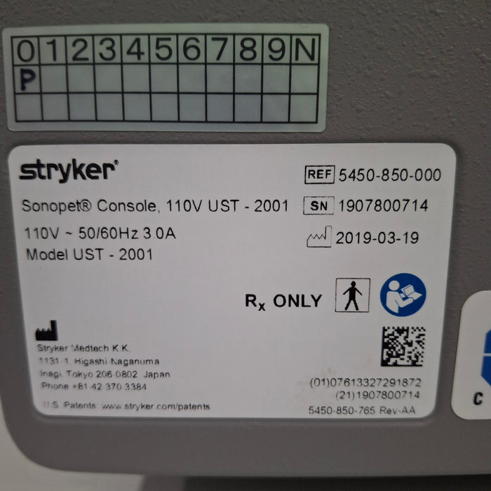 Stryker SonoPet Omni UST-2001 Ultrasonic Surgical System