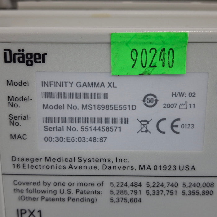 Draeger Medical Infinity Gamma XL Patient Monitor