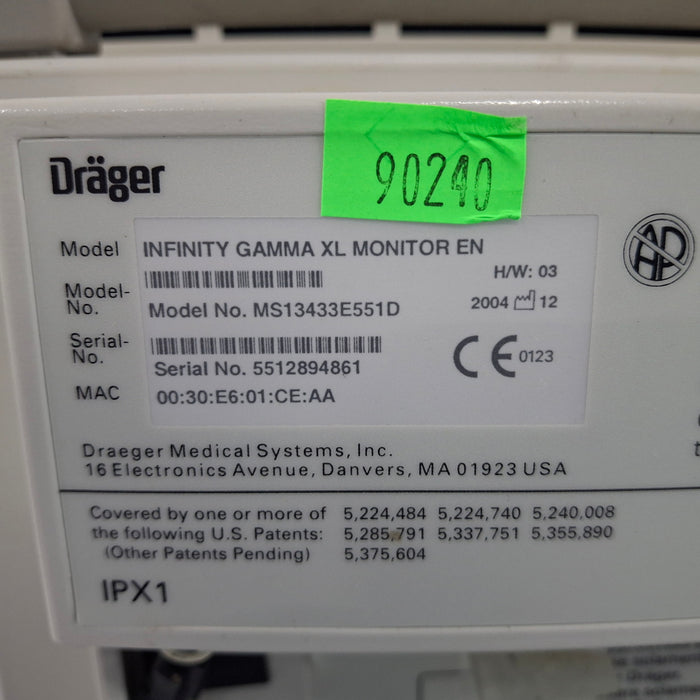 Draeger Medical Infinity Gamma XL Patient Monitor