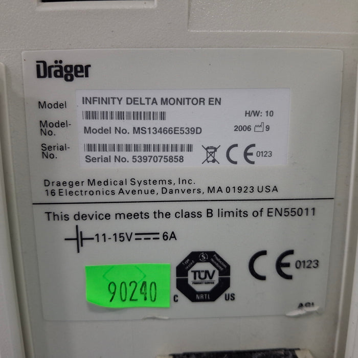 Draeger Medical Infinity Delta Patient Monitor