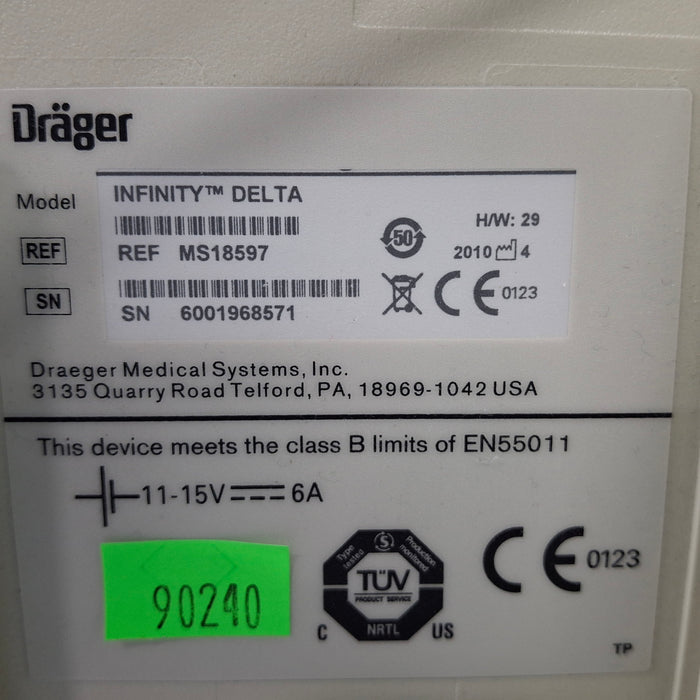 Draeger Medical Infinity Delta Patient Monitor