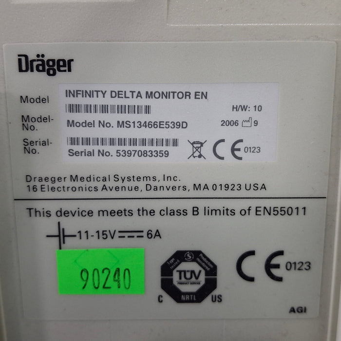 Draeger Medical Infinity Delta Patient Monitor