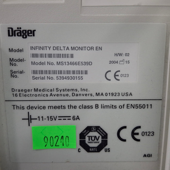 Draeger Medical Infinity Delta Patient Monitor