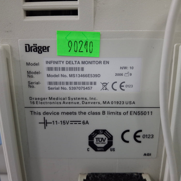 Draeger Medical Infinity Delta Patient Monitor