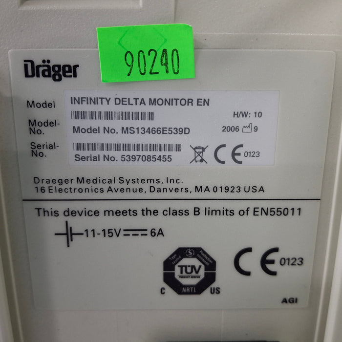 Draeger Medical Infinity Delta Patient Monitor