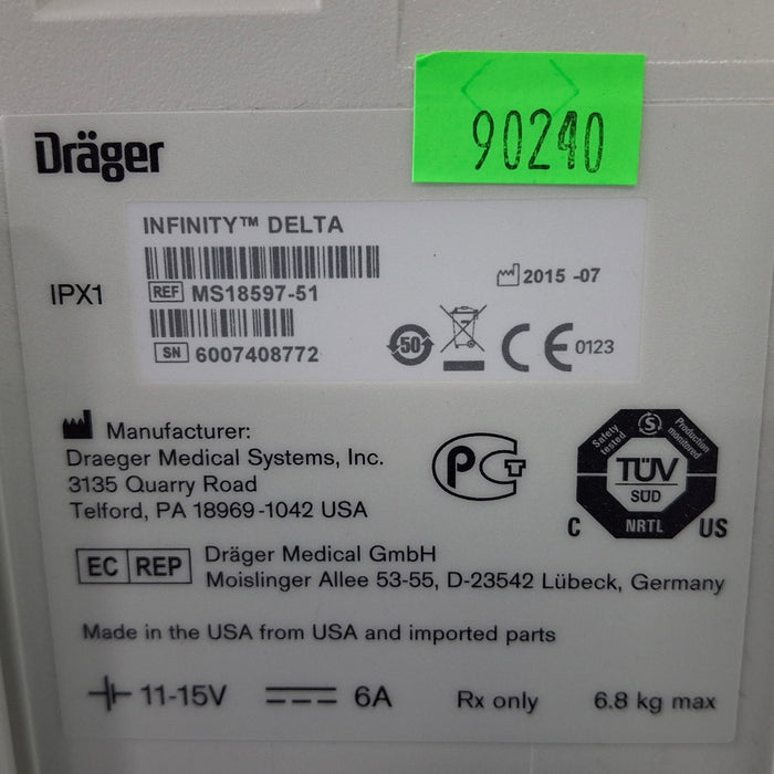 Draeger Medical Infinity Delta Patient Monitor