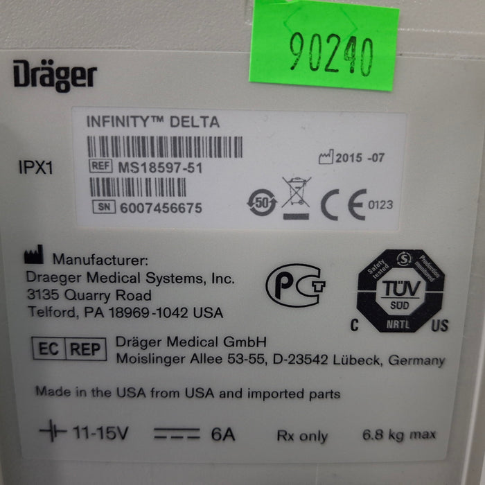 Draeger Medical Infinity Delta Patient Monitor