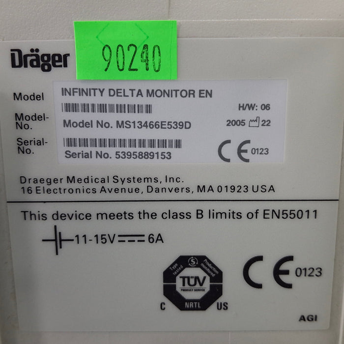 Draeger Medical Infinity Delta Patient Monitor