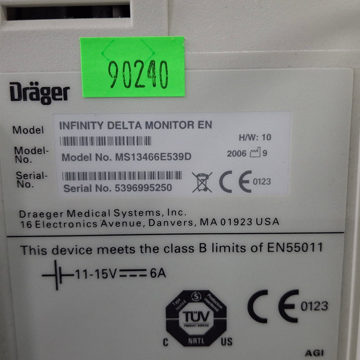 Draeger Medical Infinity Delta Patient Monitor