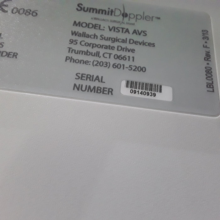 Summit Doppler Vista AVS Advanced Vascular System
