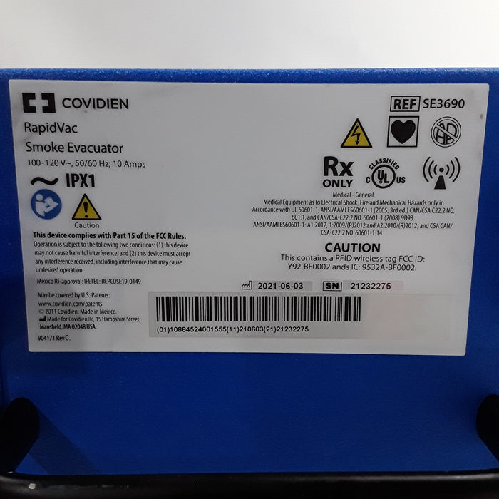 Covidien RapidVac SE3690 Smoke Evacuator