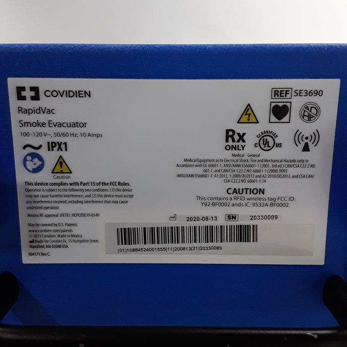 Covidien RapidVac SE3690 Smoke Evacuator