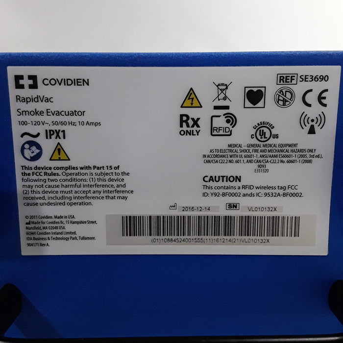 Covidien RapidVac SE3690 Smoke Evacuator